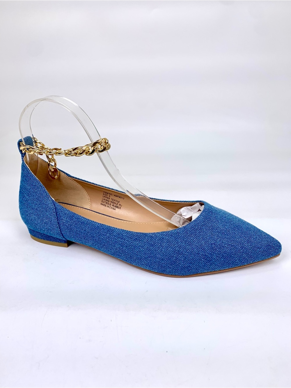 Amaravali Fashion Adjustable Ankle Chain Pointed Toe Flat Shoes Women's Size 9.0